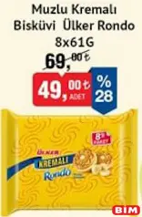ÜLKER RONDO MUZ KREMALI BİSKÜVİ 8X61 G